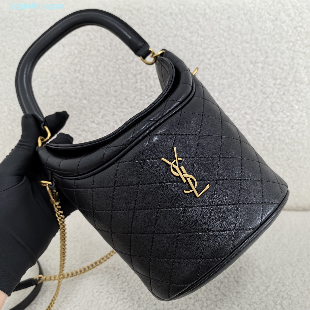 Saint Laurent Gaby Quilted Leather Bucket Bag Black