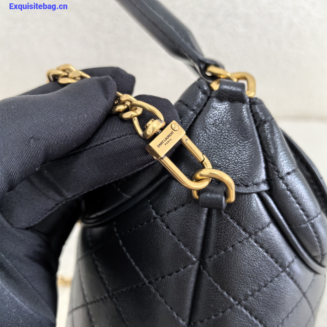 Saint Laurent Gaby Quilted Leather Bucket Bag Black