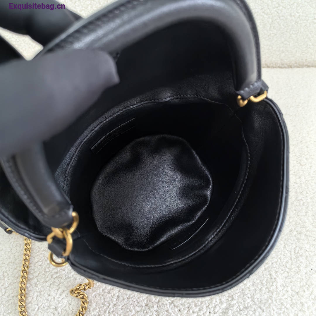 Saint Laurent Gaby Quilted Leather Bucket Bag Black