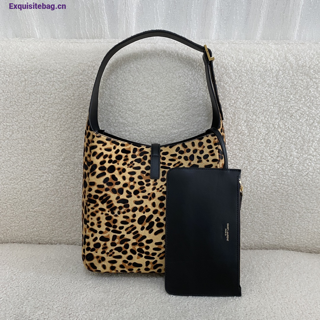 Saint Laurent Le 5 7 leopard print horsehair bucket bag