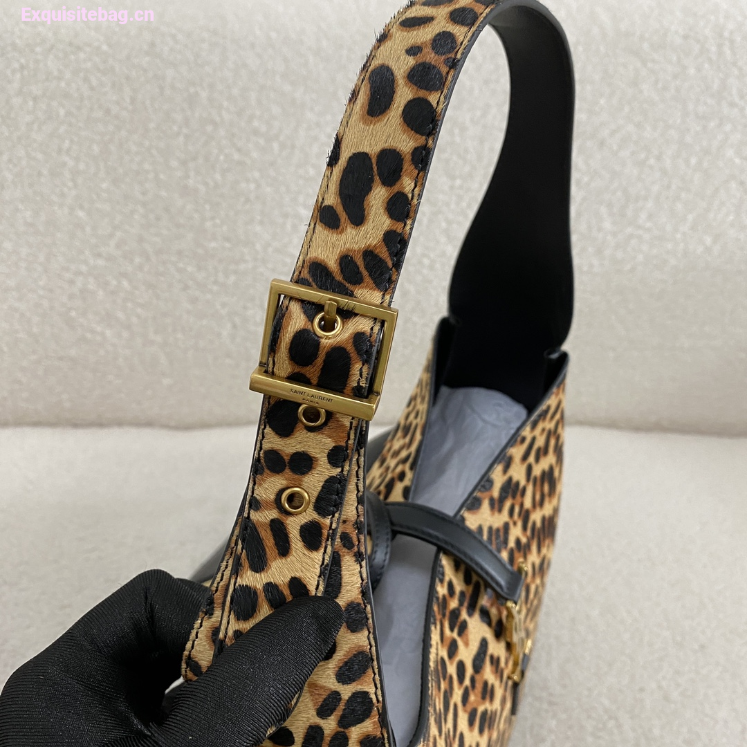 Saint Laurent Le 5 7 leopard print horsehair bucket bag