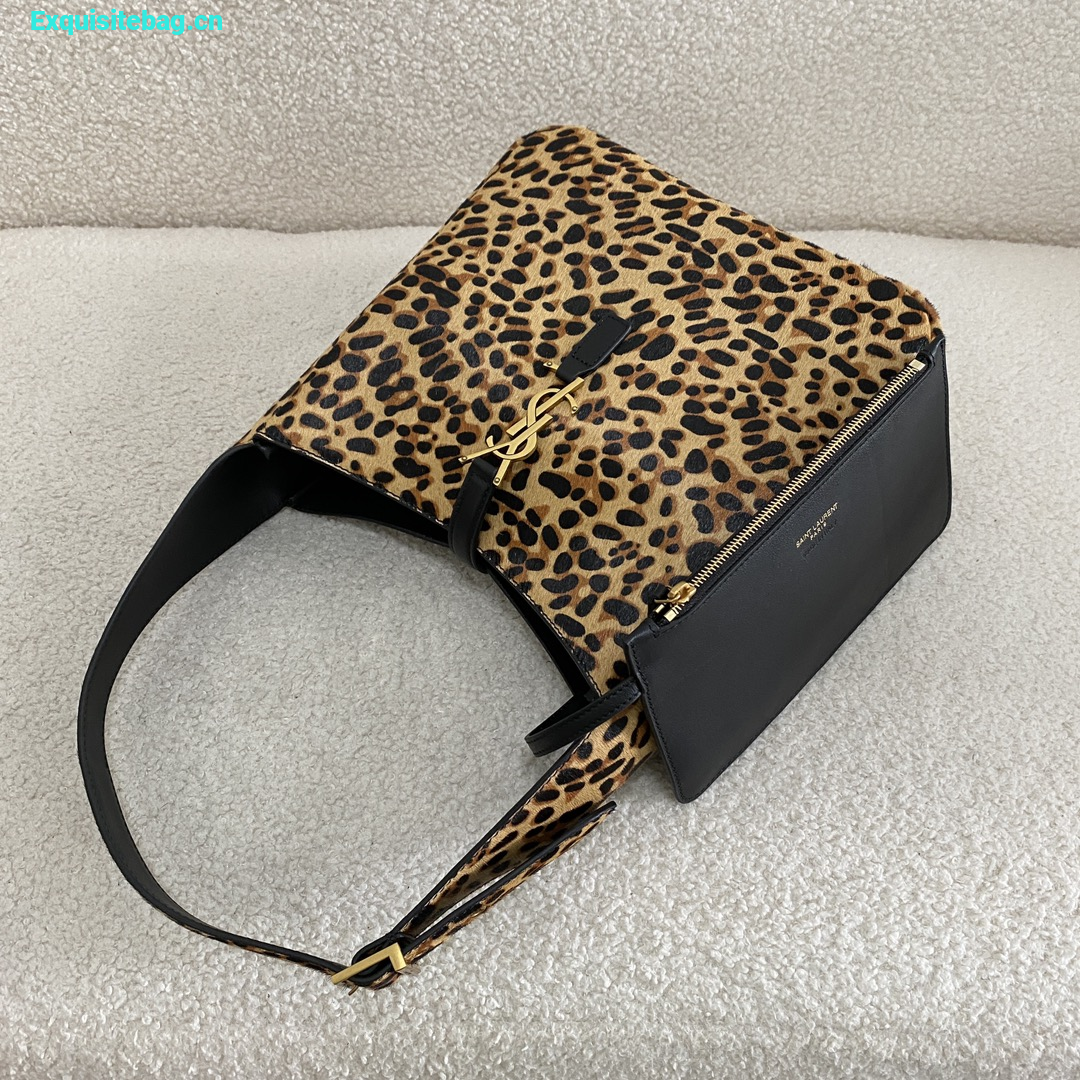 Saint Laurent Le 5 7 leopard print horsehair bucket bag