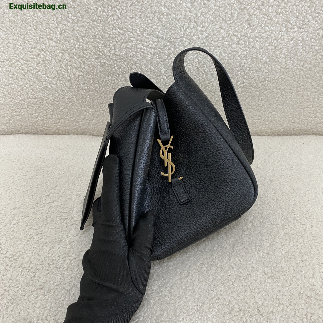 Saint Laurent Le 5 7 Supple Baby Shoulder Bag in Grained Leather Black