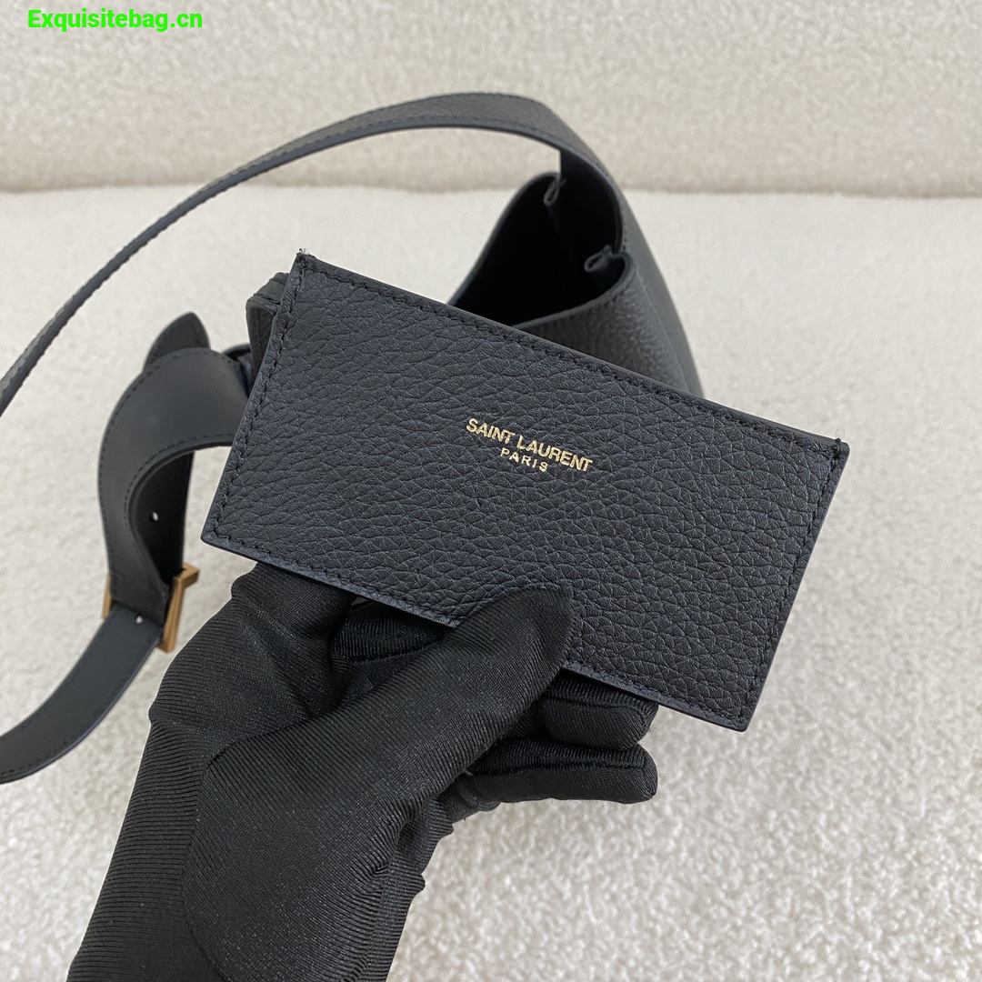 Saint Laurent Le 5 7 Supple Baby Shoulder Bag in Grained Leather Black