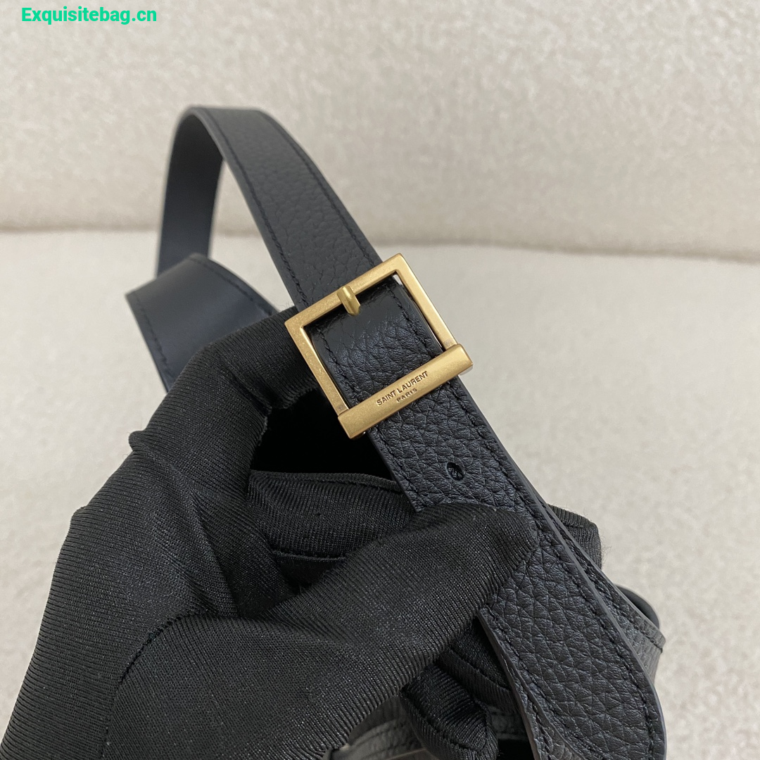 Saint Laurent Le 5 7 Supple Baby Shoulder Bag in Grained Leather Black