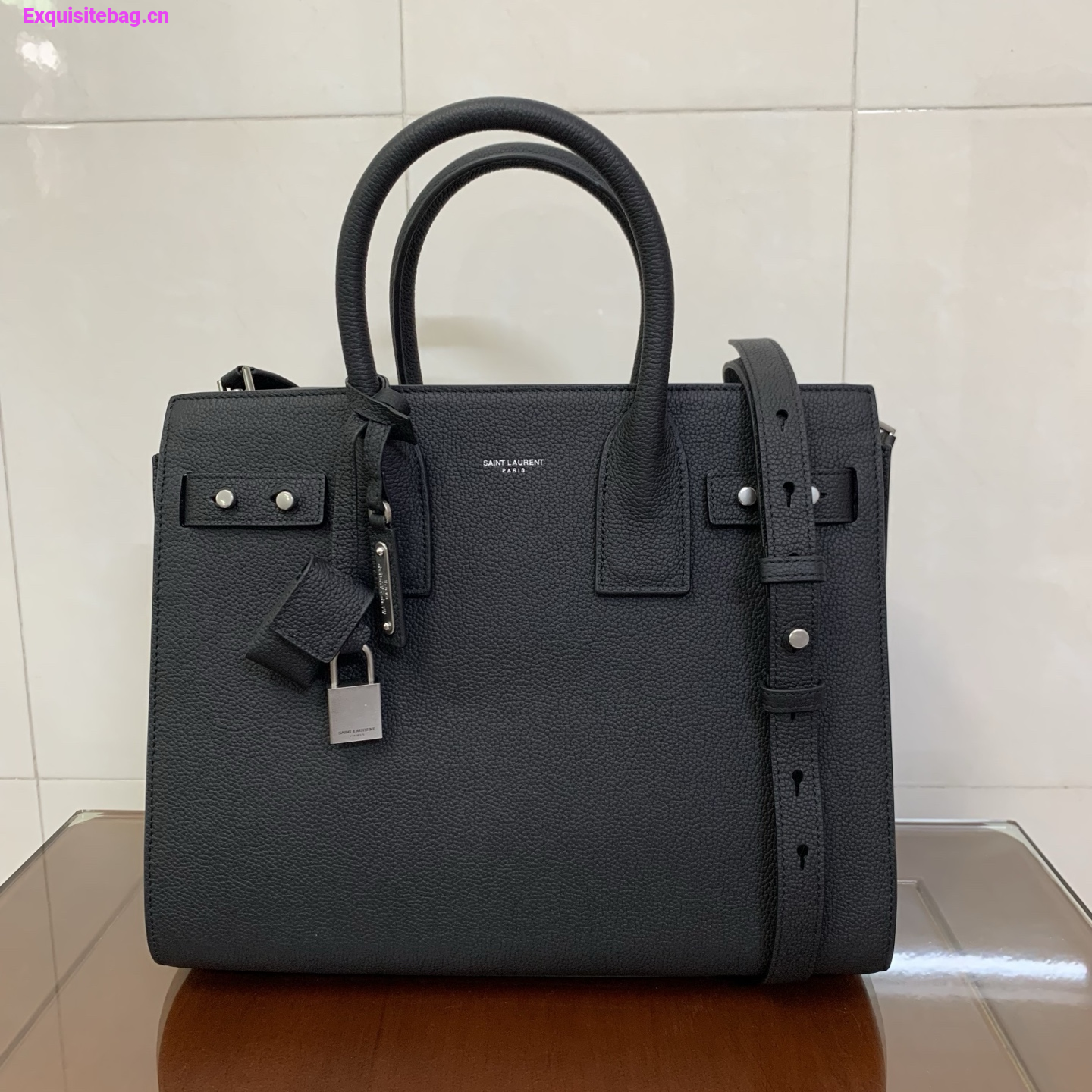 Saint Laurent Grained Calfskin Baby Sac De Jour Souple Black