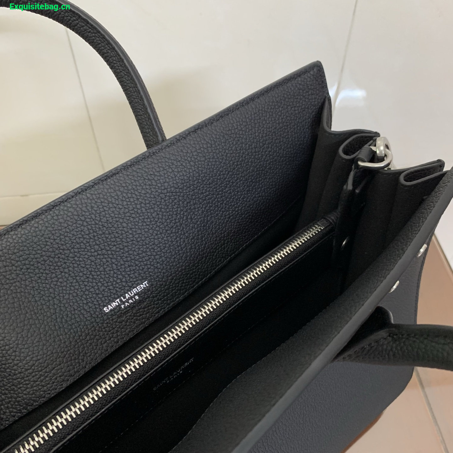 Saint Laurent Grained Calfskin Baby Sac De Jour Souple Black