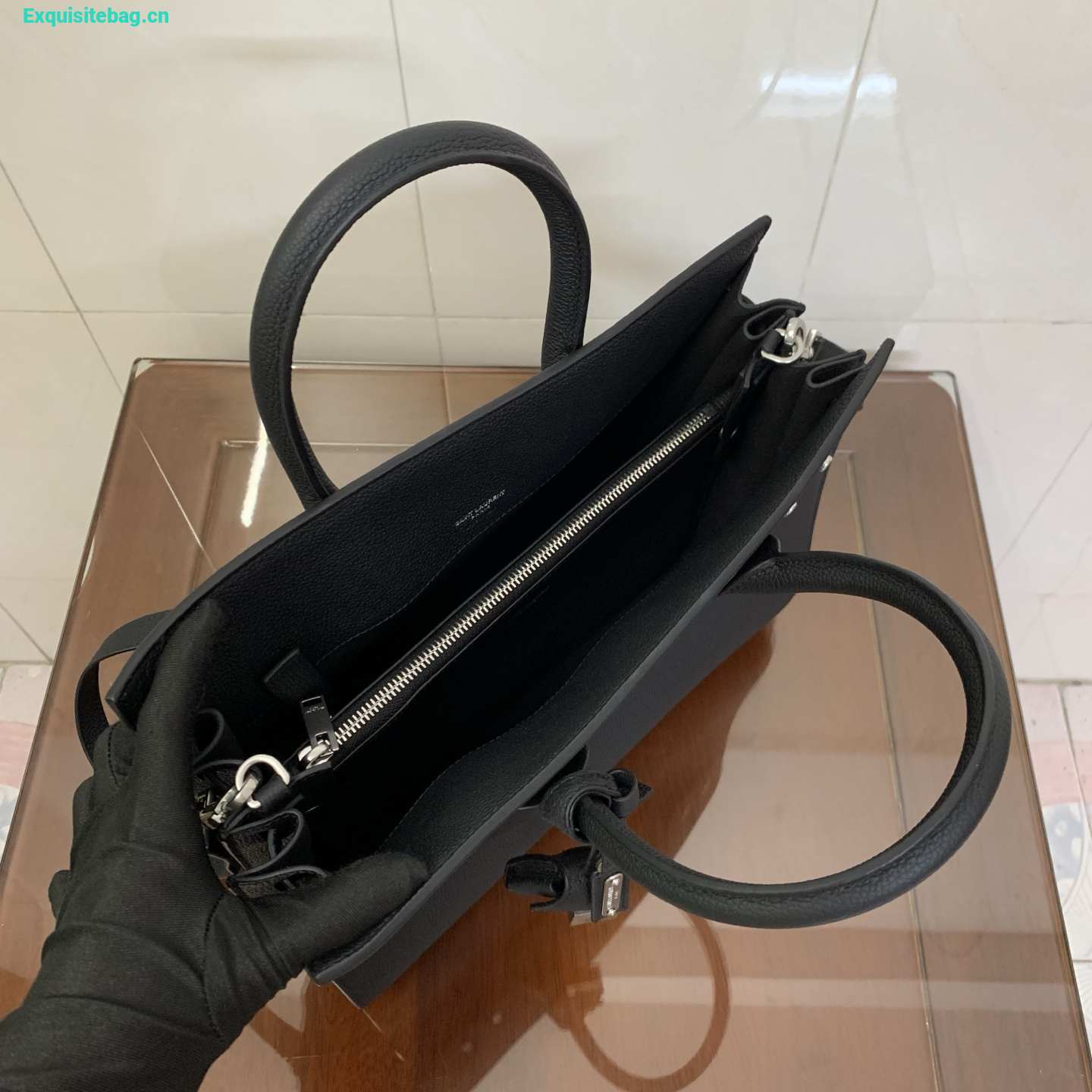 Saint Laurent Grained Calfskin Baby Sac De Jour Souple Black