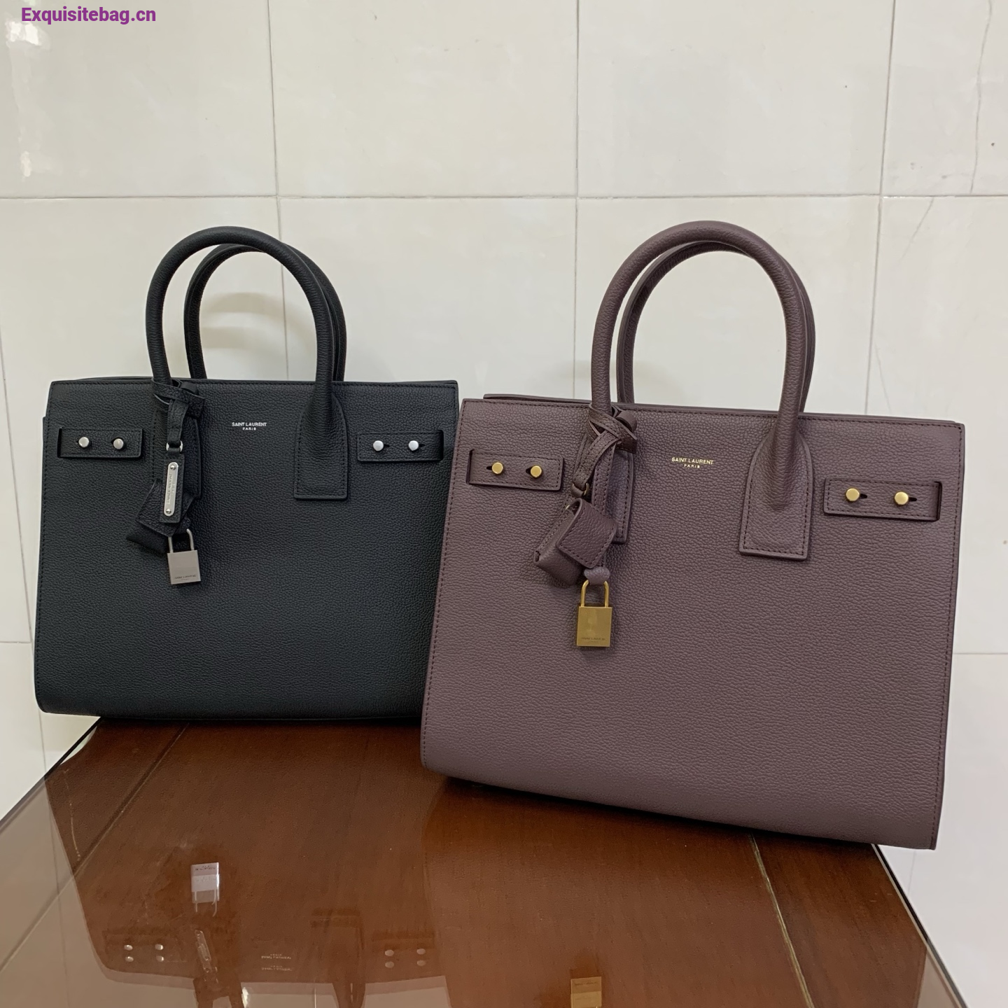 Saint Laurent Grained Calfskin Baby Sac De Jour Souple Black