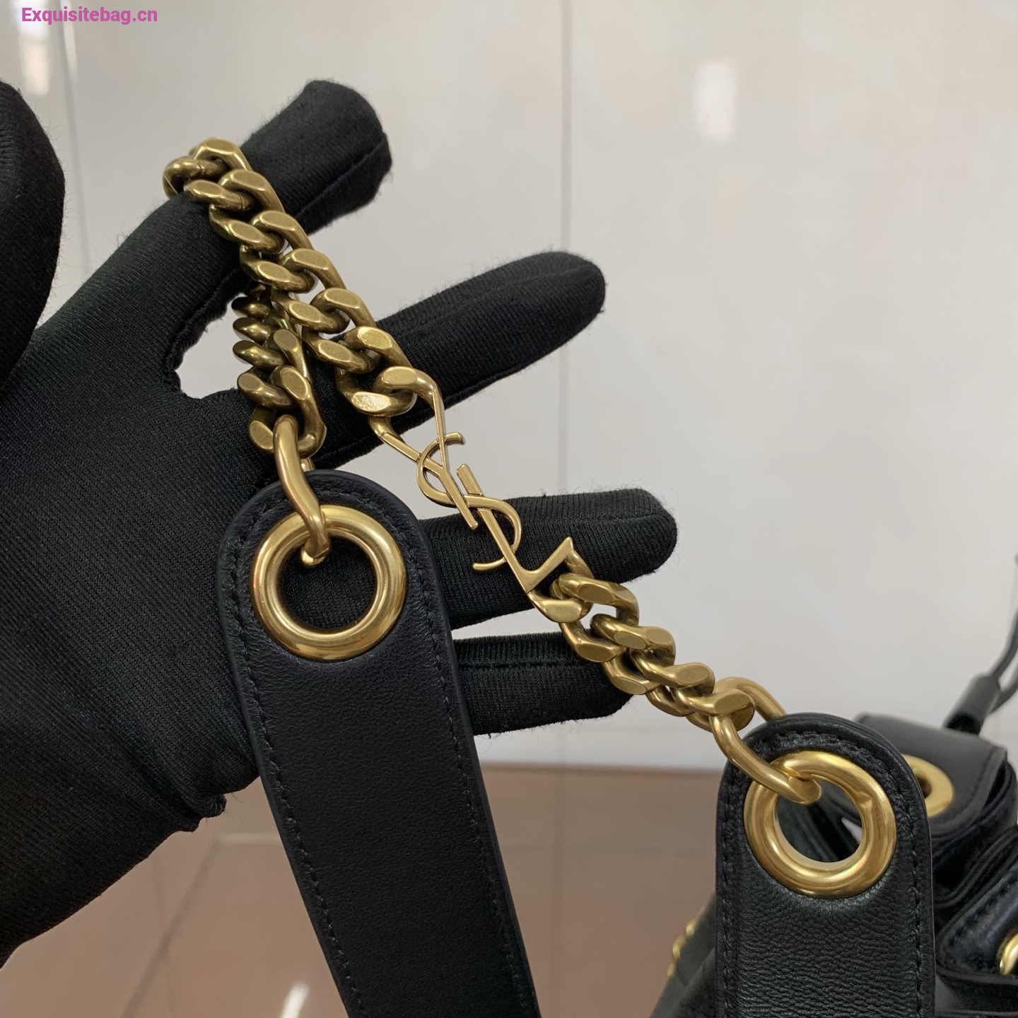 Saint Laurent Cassandra Mini leather bucket bag Balck