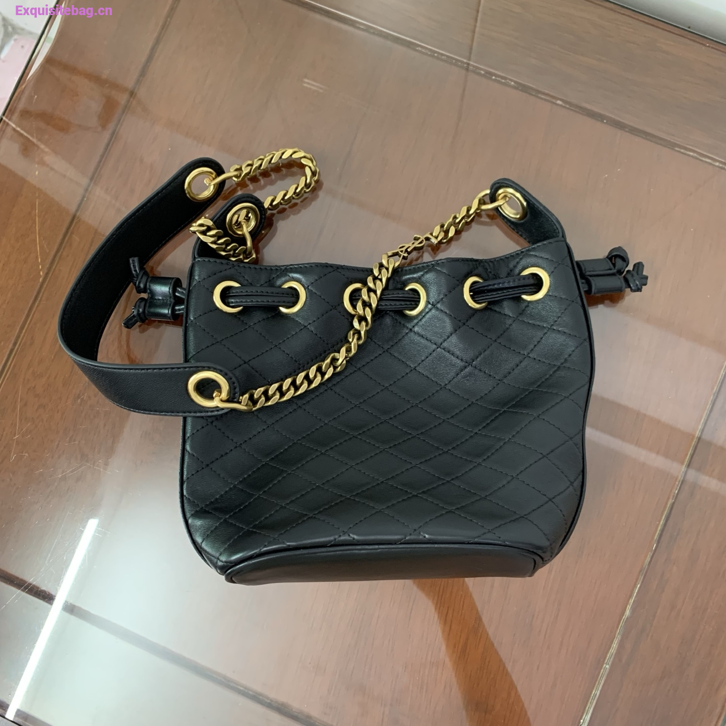 Saint Laurent Cassandra Mini leather bucket bag Balck