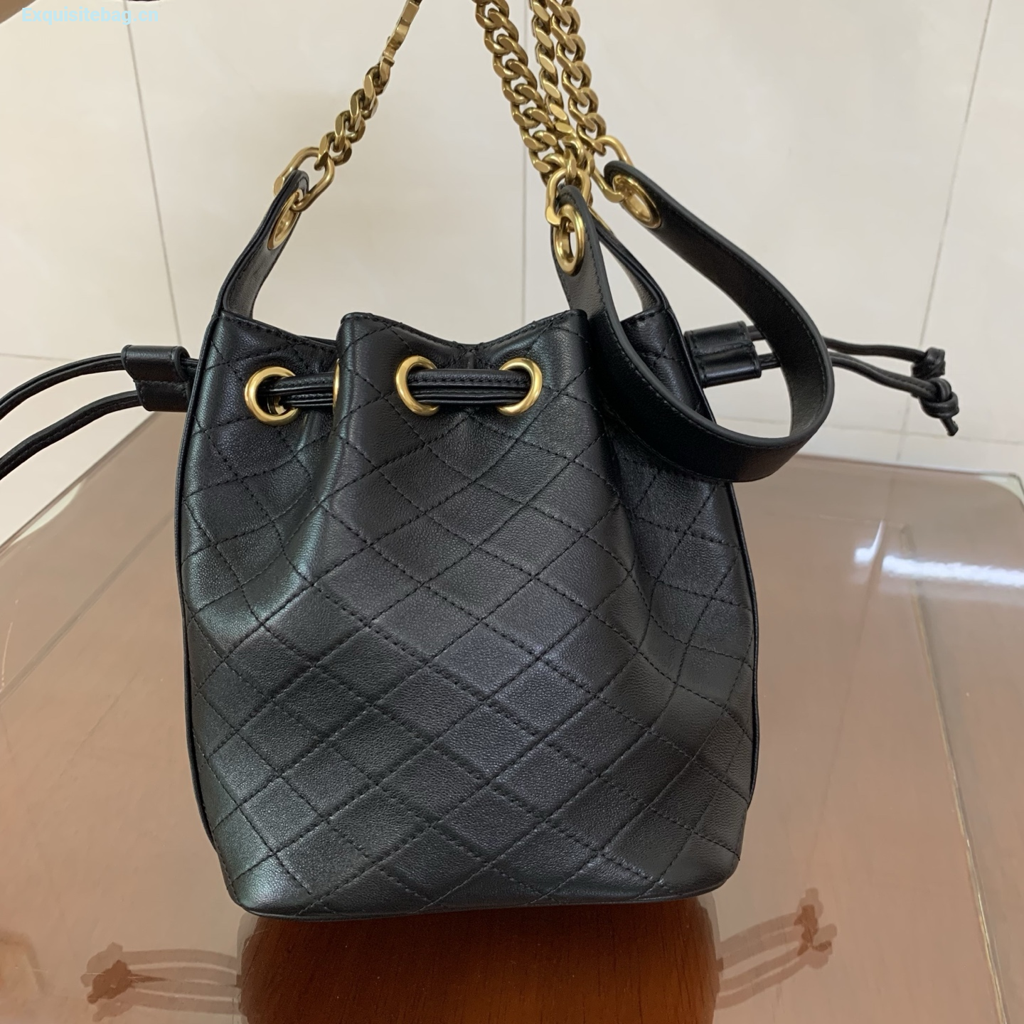 Saint Laurent Cassandra Mini leather bucket bag Balck