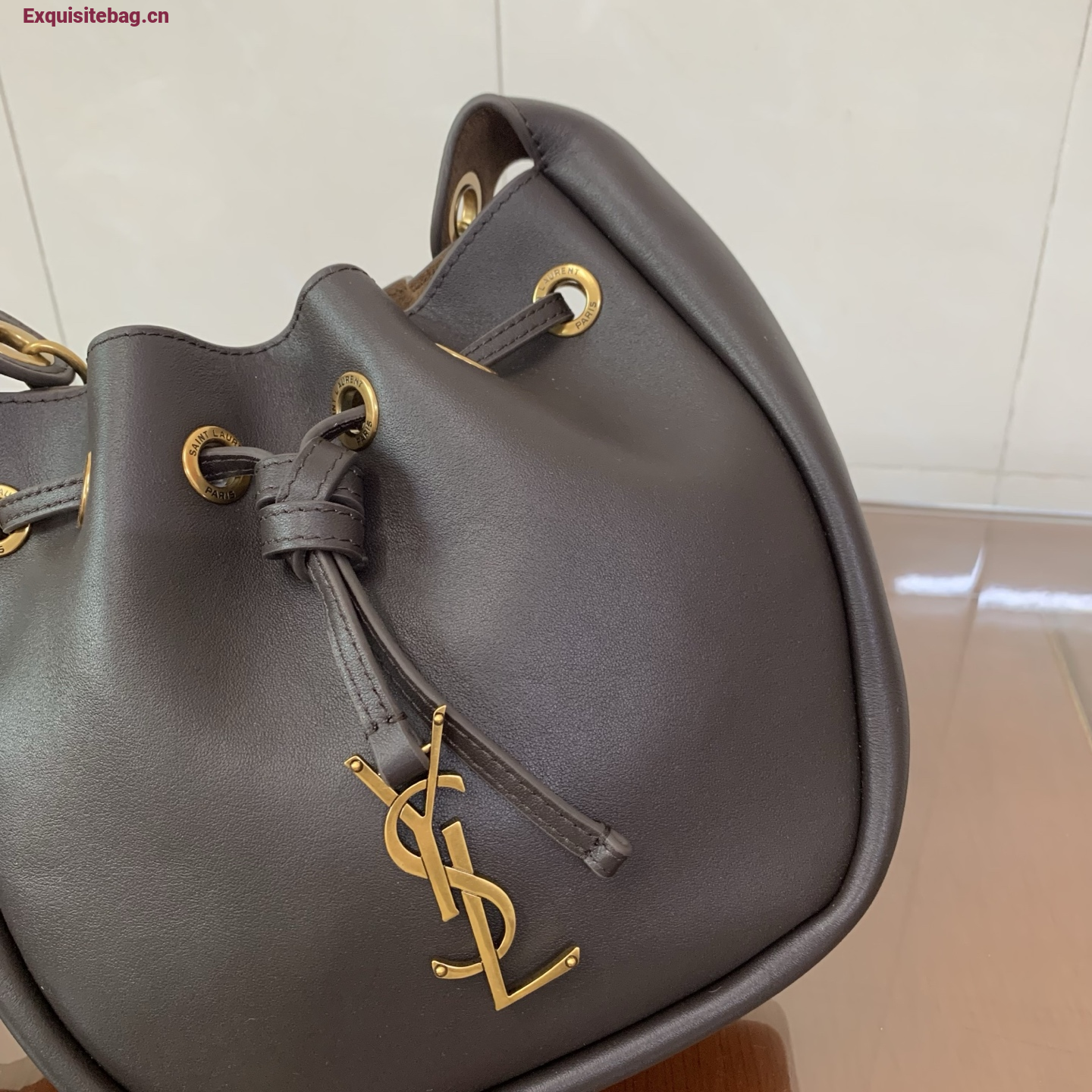 Saint Laurent Cassandre Drawstring leather bucket bag