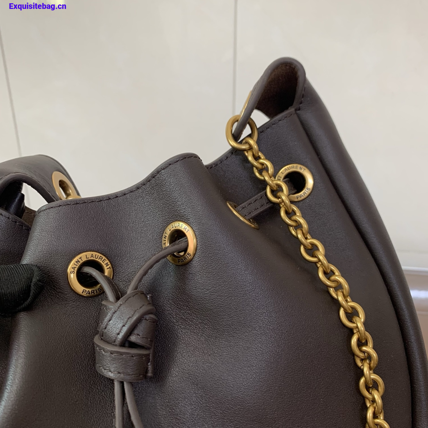 Saint Laurent Cassandre Drawstring leather bucket bag
