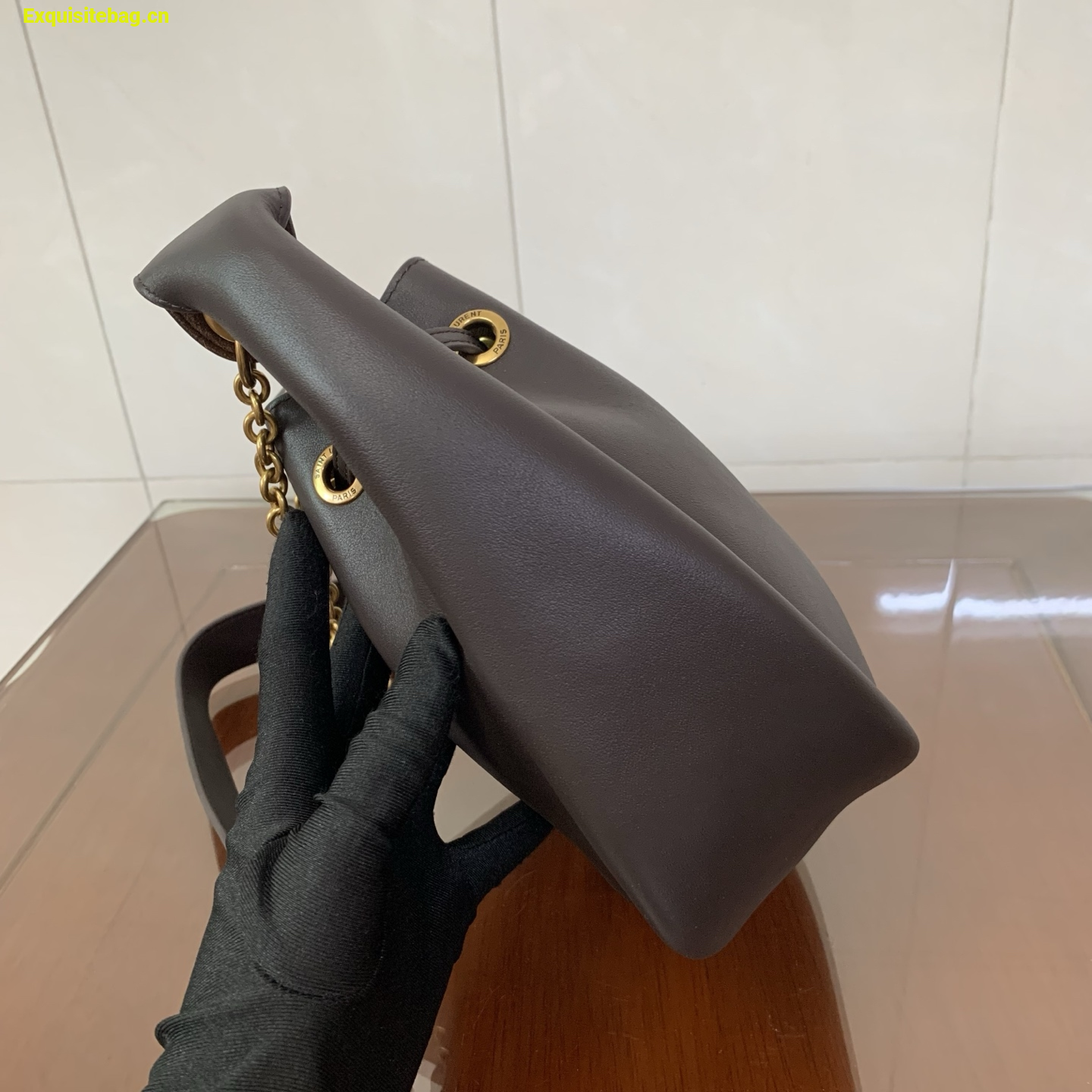 Saint Laurent Cassandre Drawstring leather bucket bag