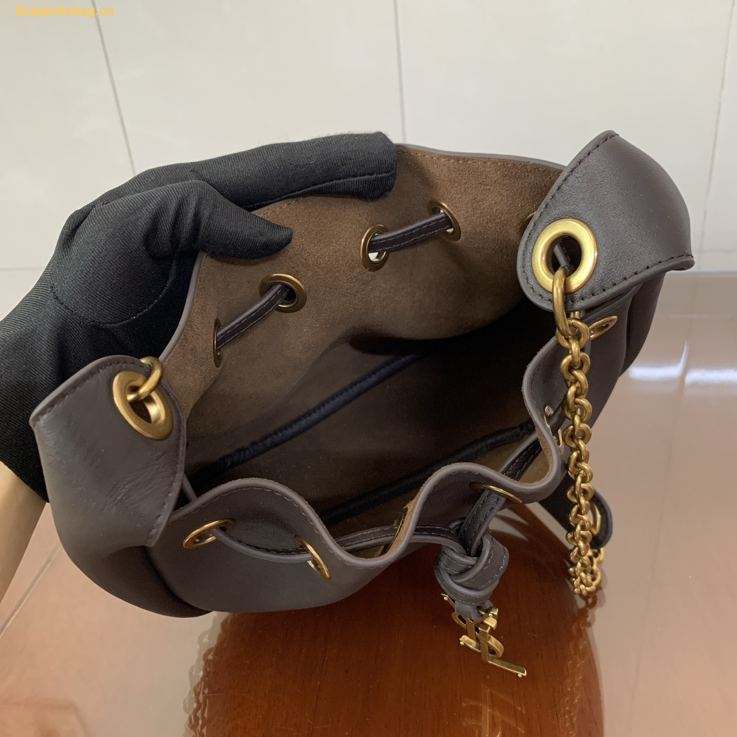 Saint Laurent Cassandre Drawstring leather bucket bag