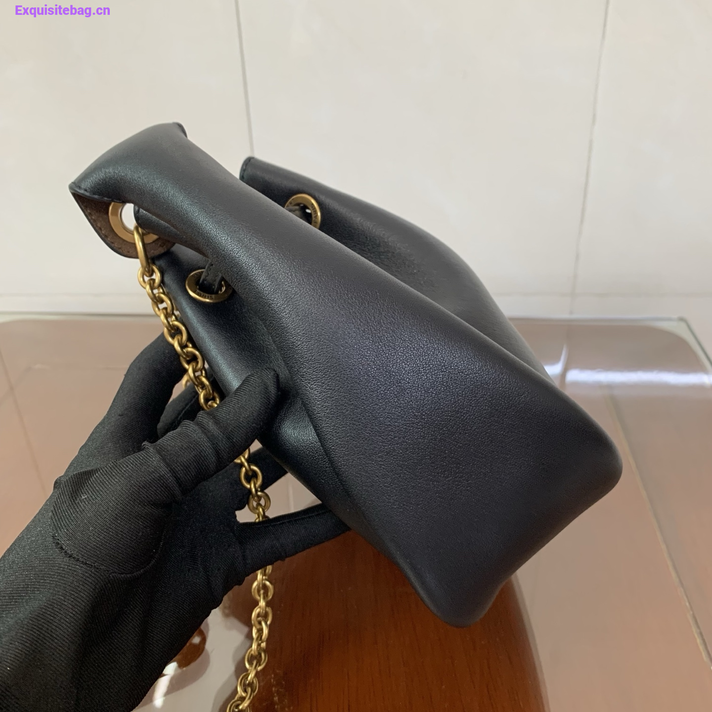 Saint Laurent Cassandre Drawstring leather bucket bag Balck