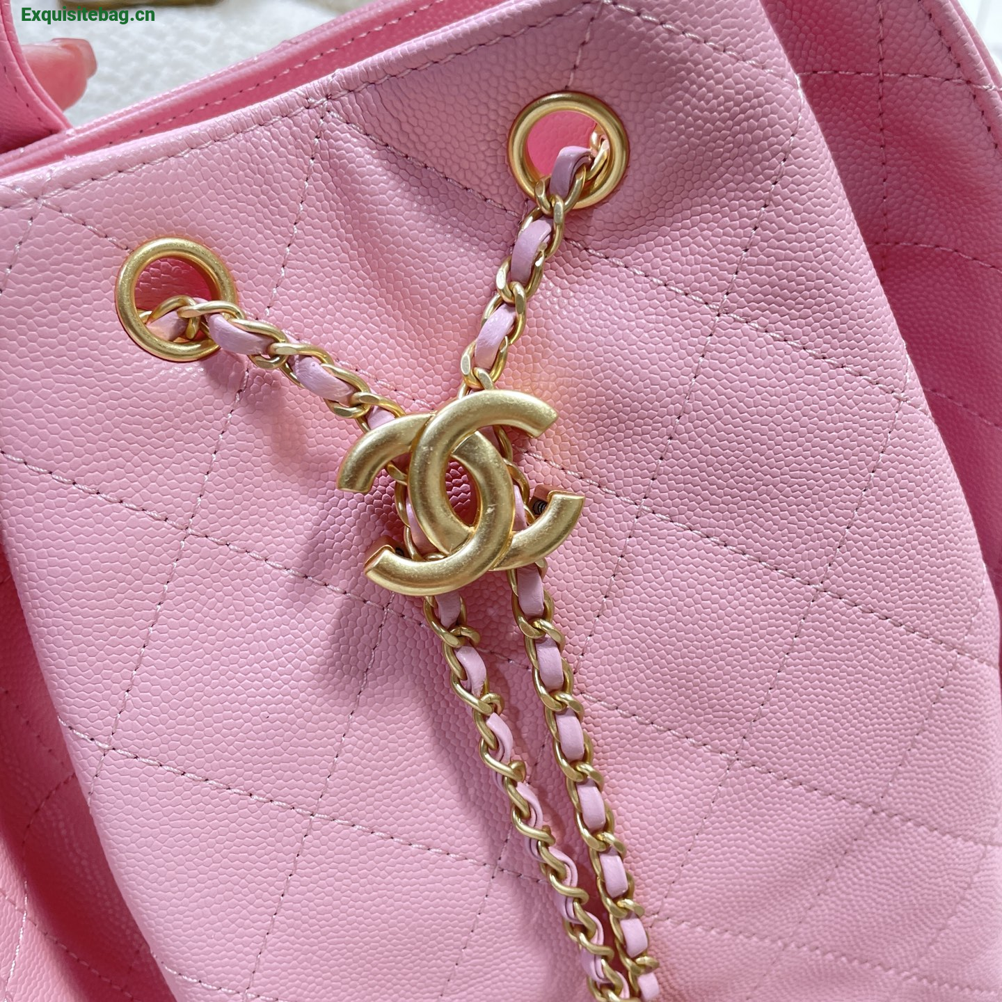 Chanel 25 pink diamond patterned drawstring handbag