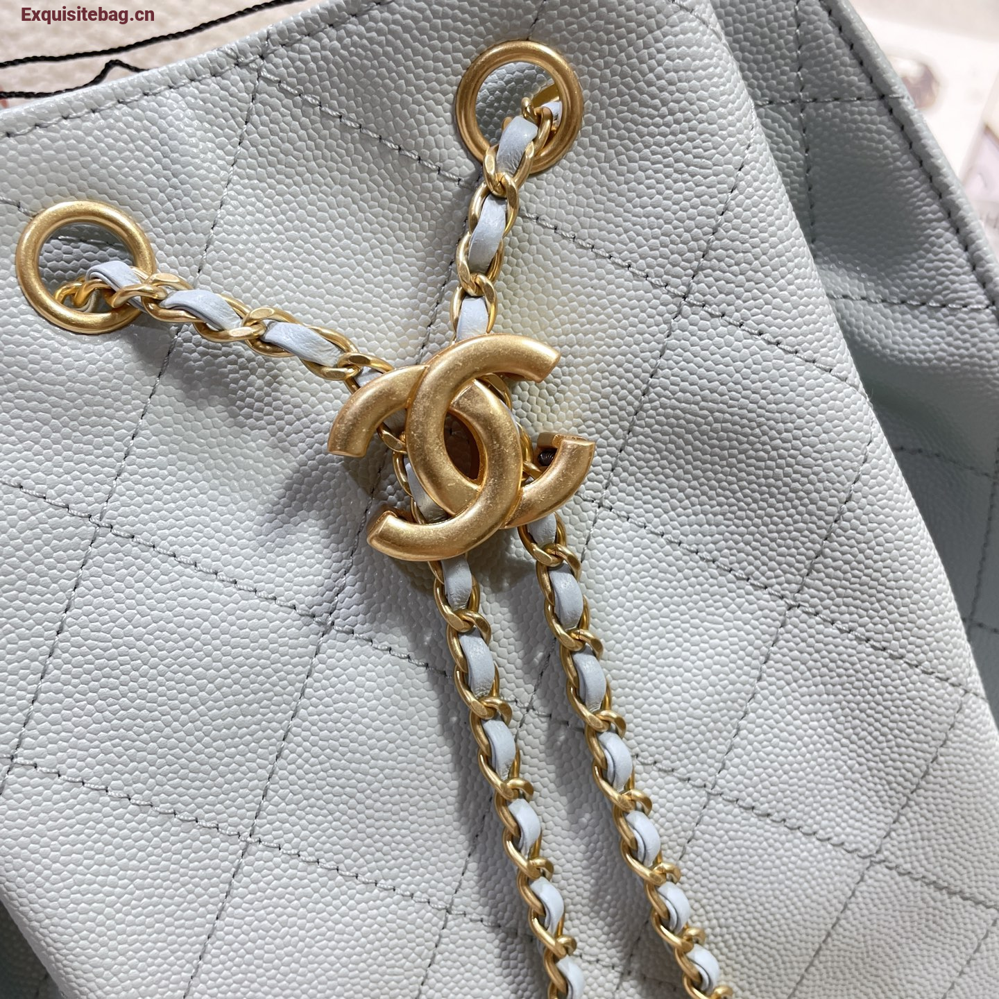 Chanel 25 Green diamond patterned drawstring handbag