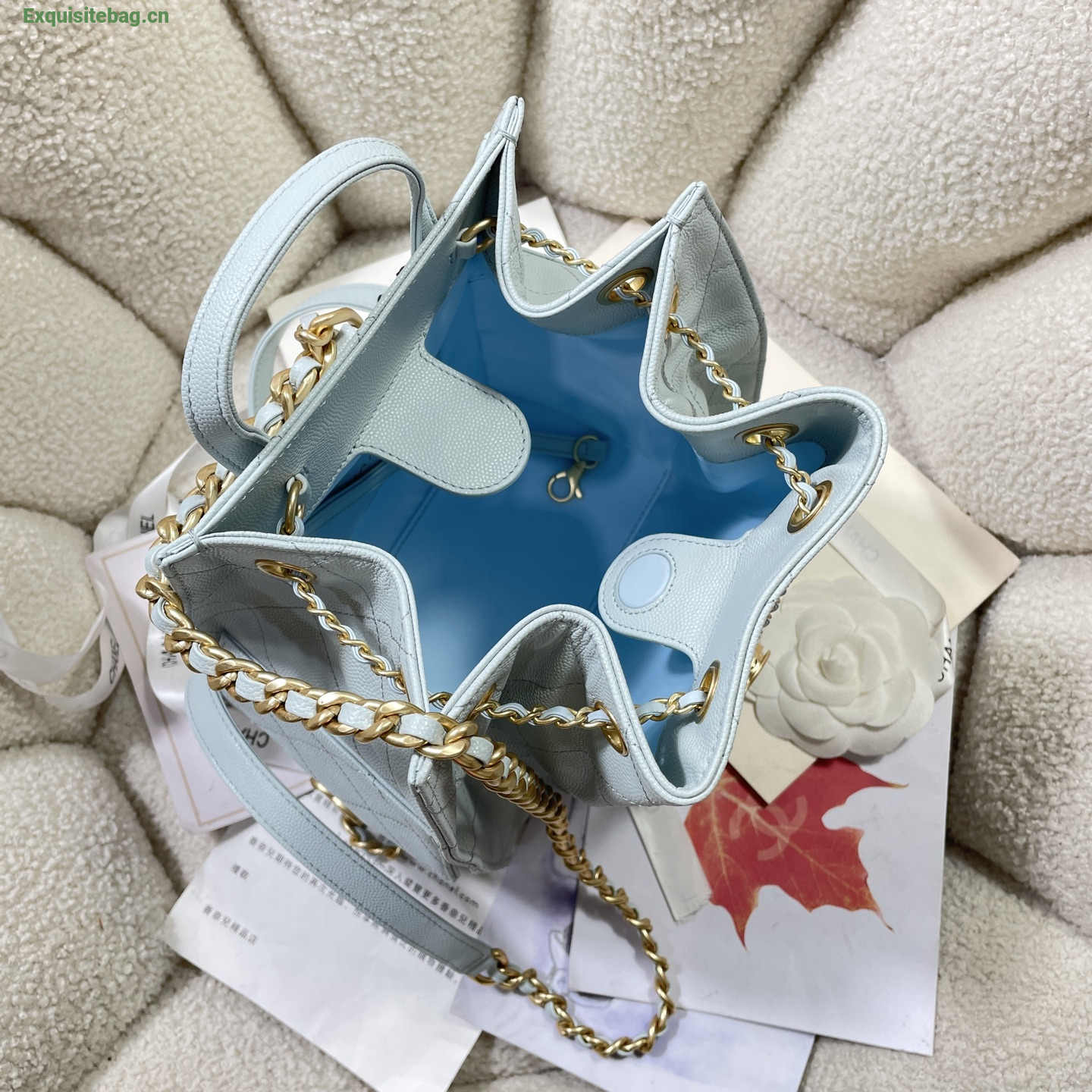 Chanel 25 Green diamond patterned drawstring handbag