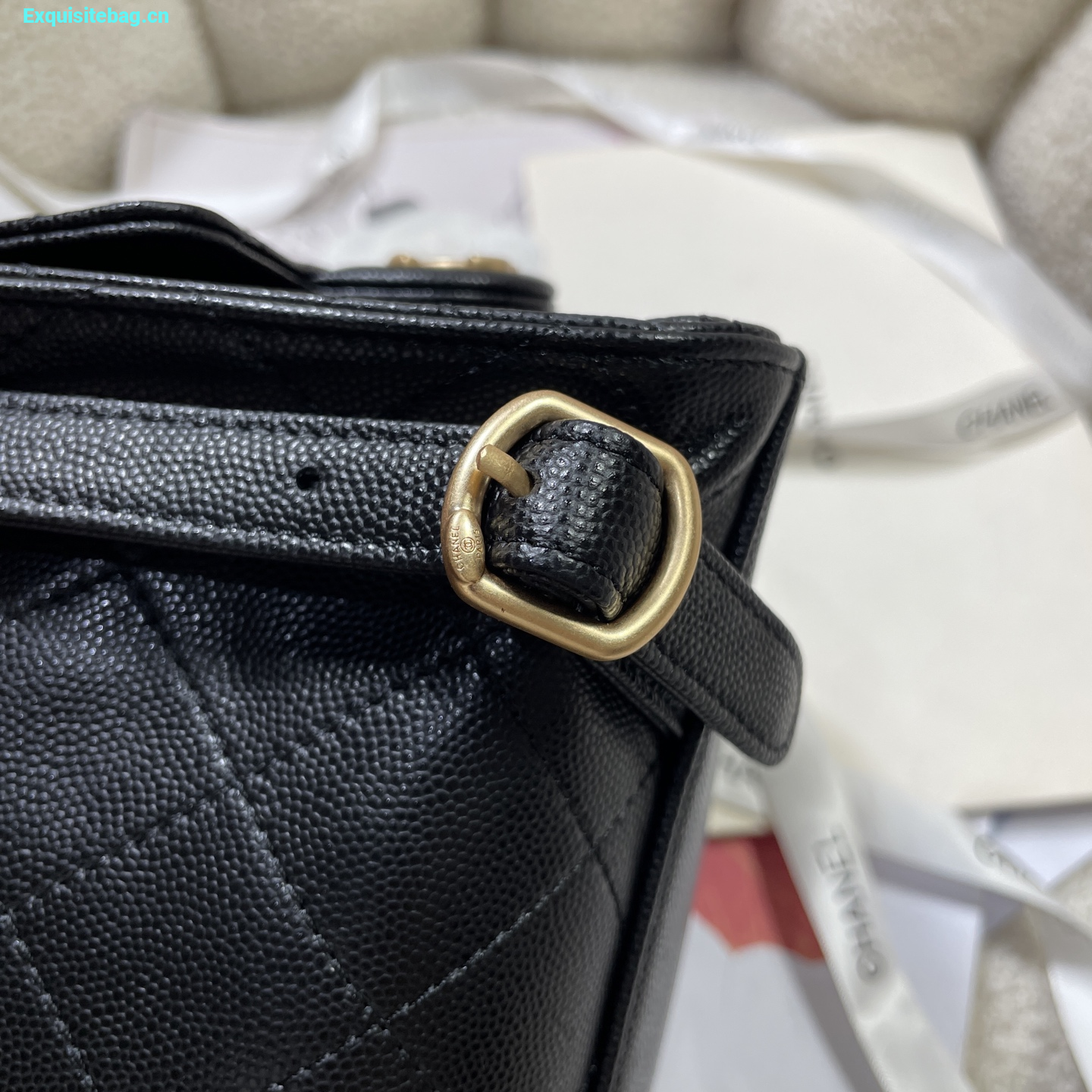 Chanel 25 Black diamond patterned drawstring handbag