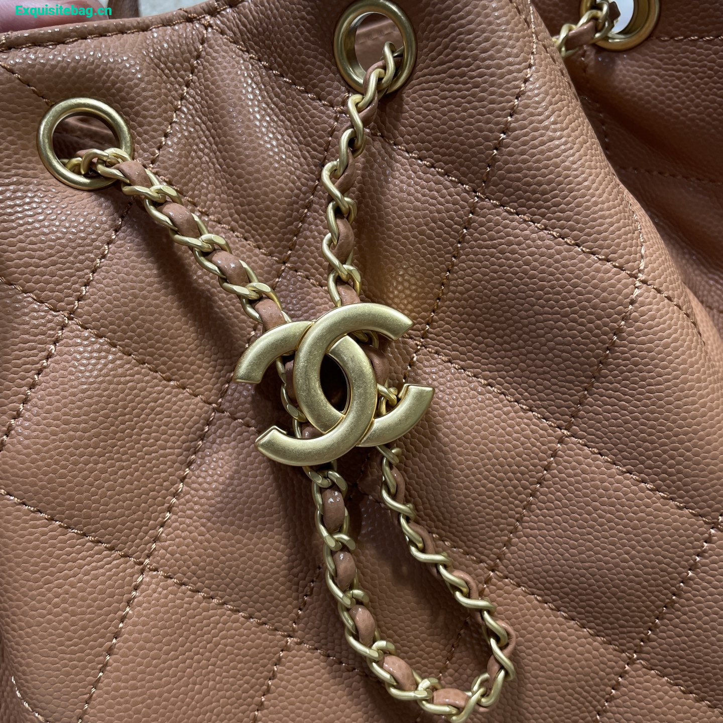 Chanel 25 Brown diamond patterned drawstring handbag
