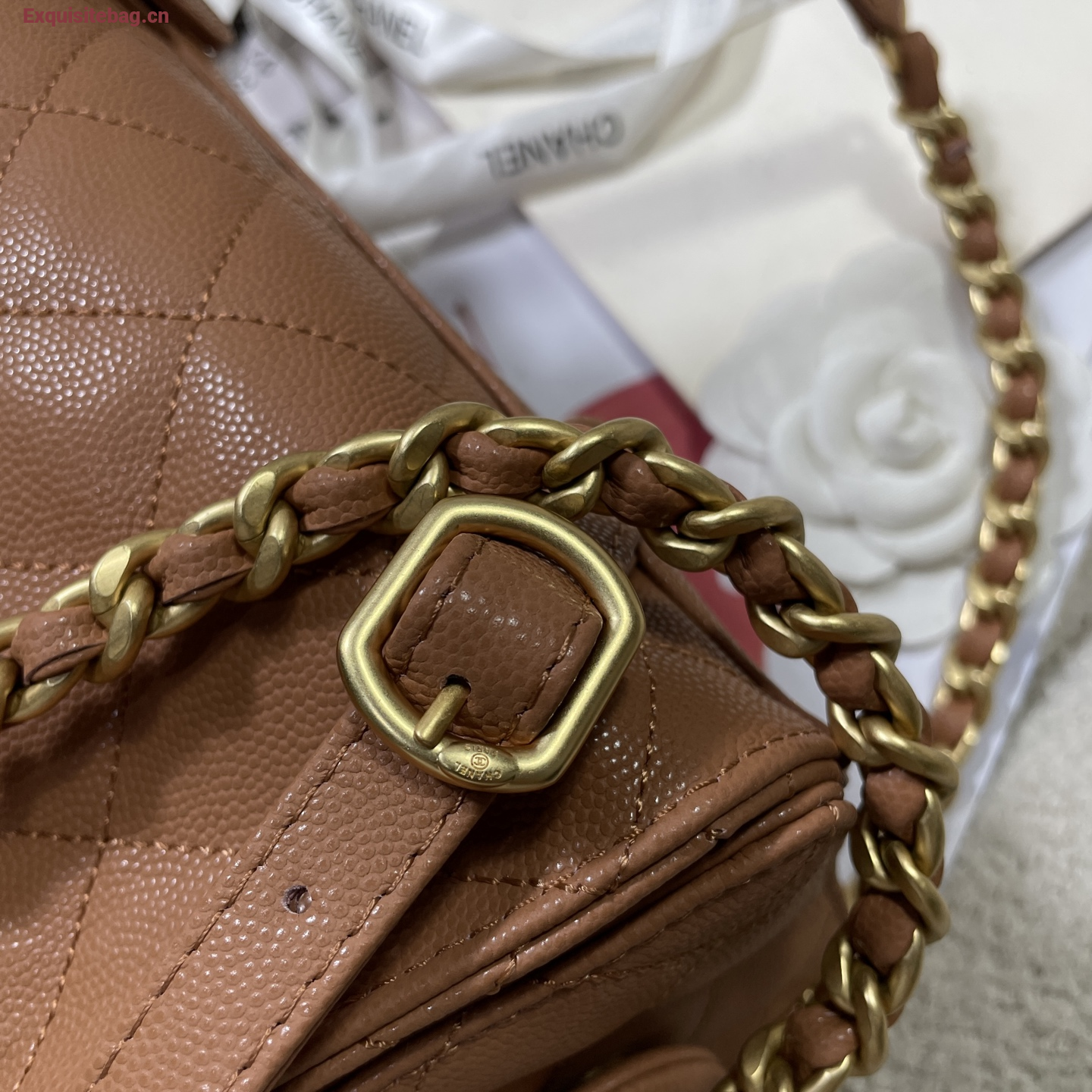 Chanel 25 Brown diamond patterned drawstring handbag