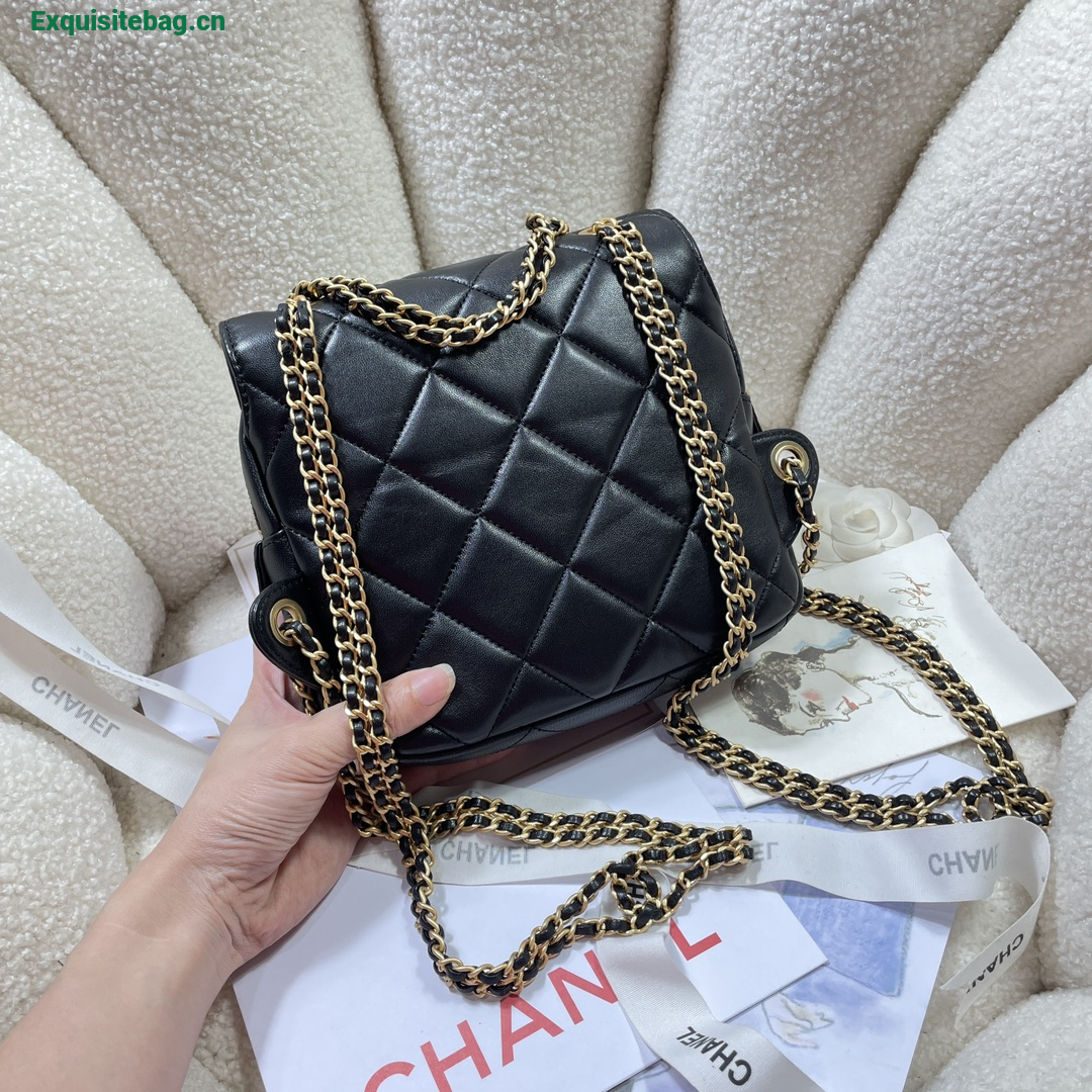 Chanel Black diamond patterned backpack