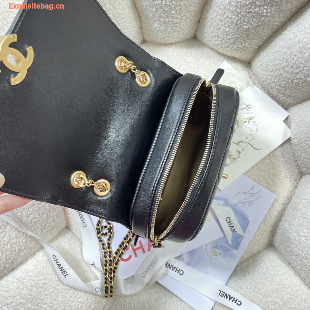 Chanel Black diamond patterned backpack