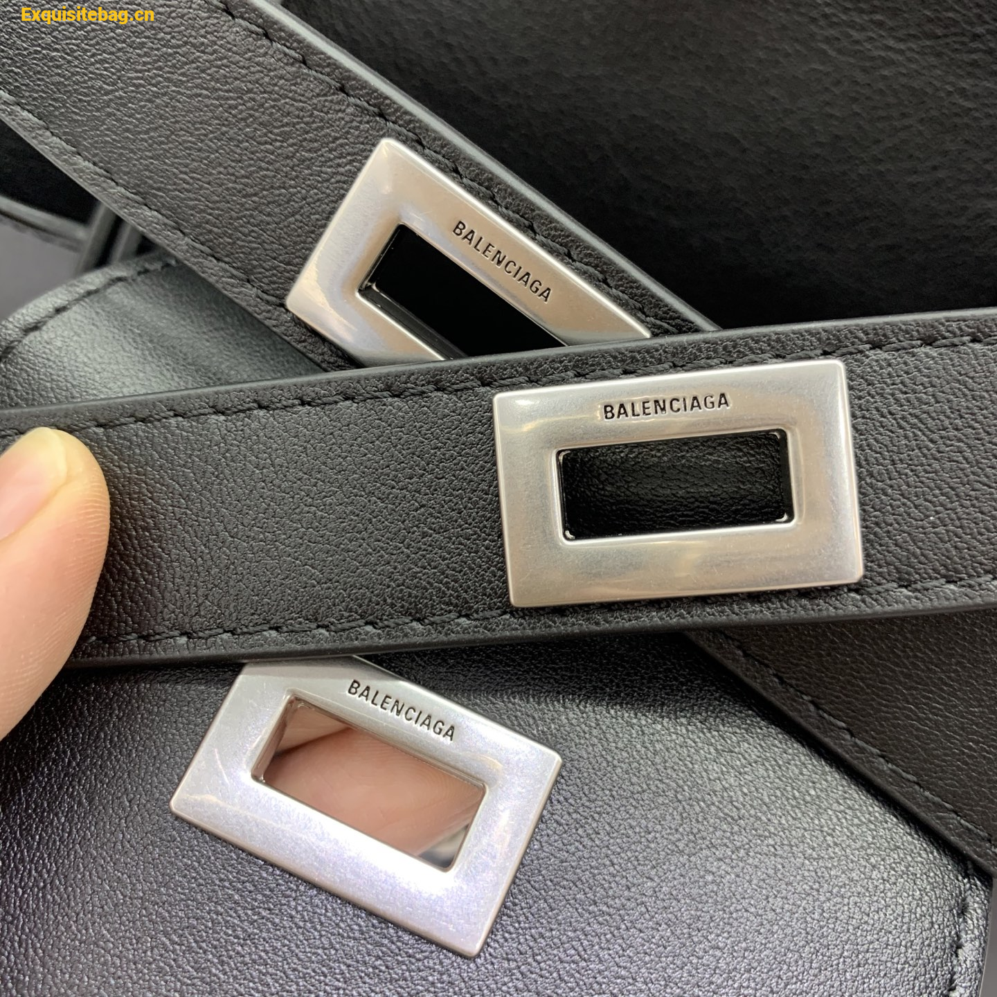 Balenciaga black medium Bel Air Carry All calfskin handbag