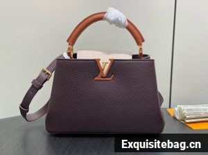 Louis Vuitton Capucines BB M12345 Chocolate & Quartz & Tan