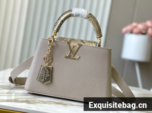 Louis Vuitton Capucines BB M89369 light gray&gold Snake skin