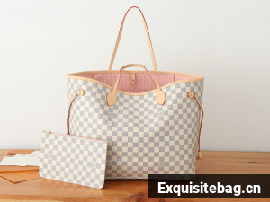 Louis Vuitton Damier Ebene Original NEVERFULL MM N40601 White&Pink