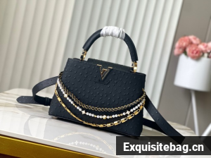 Louis Vuitton Ostrich Capucines BB M12345 black
