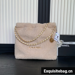 CHANEL 22 HANDBAG wool AS3261 Beige