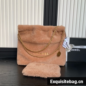 CHANEL 22 HANDBAG wool AS3261 Brown
