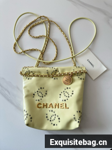 CHANEL 22 SMALL HANDBAG AS3980 LIGHT YELLOW
