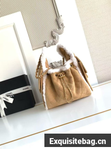 CHANEL 25 Handbag AS5293 Suede Calfskin brown