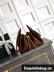 CHANEL 25 MINI HANDBAG Suede AS5631 dark brown