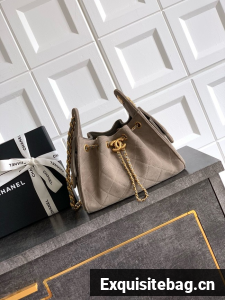 CHANEL 25 MINI HANDBAG Suede AS5631 gray