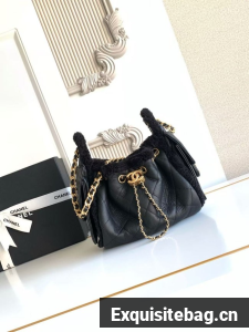 CHANEL 25 Mini Handbag AS5631 Crumpled Shearling Sheepskin black