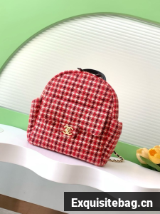 CHANEL BACKPACK Tweed AS5053 red