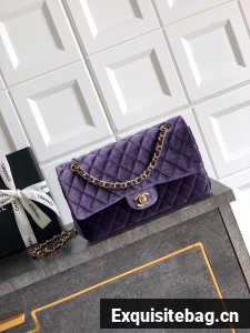CHANEL Classic 11.12 Handbag velvet A01112 Purple