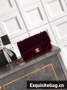 CHANEL Classic 11.12 Handbag velvet A01116 burgundy