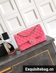 CHANEL Classic 11.12 Handbag velvet A01112 pink