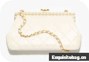 CHANEL Clutch Pearly Lambskin AS5912 Light Beige