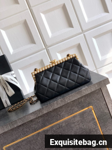 CHANEL Clutch Pearly Lambskin AS5912 black