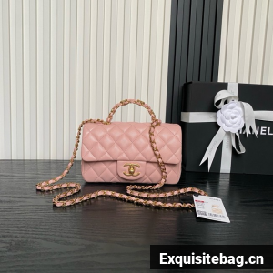 CHANEL Clutch With Chain AS2701 pink&Gold Metal