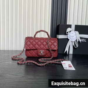 CHANEL Clutch With Chain AS2701 red&Silver Metal
