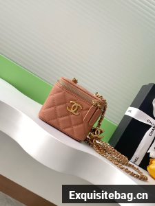 CHANEL Grained Calfskin Small Vanity with Chain AP3941 Camel